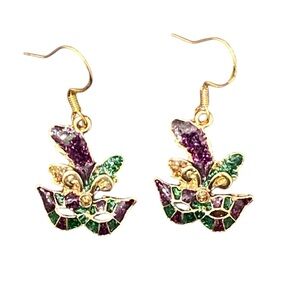 Mardi Gras Theme Mask Dangle Earrings